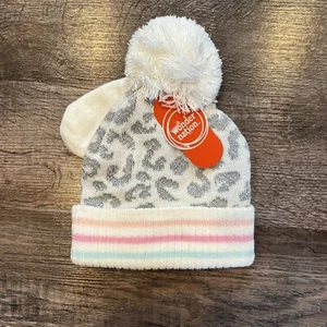 NWT Wonder Nation Toddler/Baby Girl Cheetah Winter Beanie and Gloves Set - Picture 1 of 2