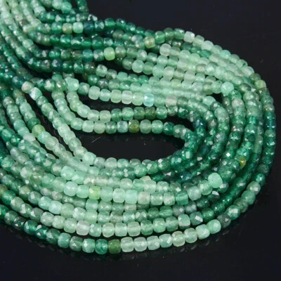 4MM Green Strawberry Quartz Micro Faceted Square Cube 15.5 inch(80008935-P19) - Image 1 of 3