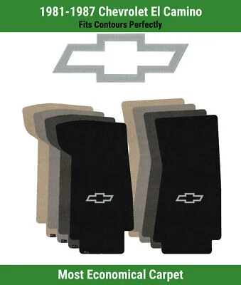 Alfombrillas delanteras Lloyd Velourtex para '81-87 El Camino con contorno plateado Chevy pajarita Foto 1 de 4