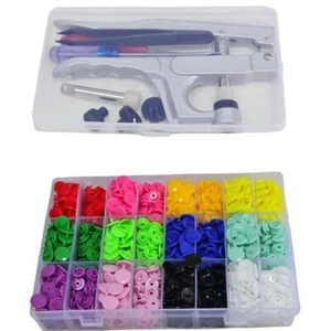 360 Paar Druckknopf Kunststoff T5, T3 mehrfarbig 20 Farben + 1 Zange - Bild 1 von 4