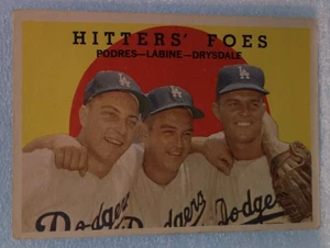 1959 Topps "Hitters' Foes" Podres-Labine-Drysdale Baseball Trading Card (#262) - Picture 1 of 2