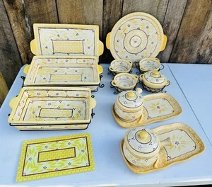 25 Piece Vintage Temp-tations Ovenware by Tara in the Old World Yellow pattern. - Picture 1 of 13