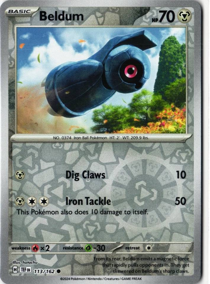 Beldum Reverse Holo Common Pokemon Card SV05: Temporal Forces TEF EN 113/162 NM - Image 1 of 1