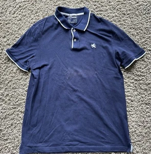 Express Herren Hemd Large Blau Polo Kurzarm Kragen Einfarbig Logo Freizeit - Bild 1 von 6