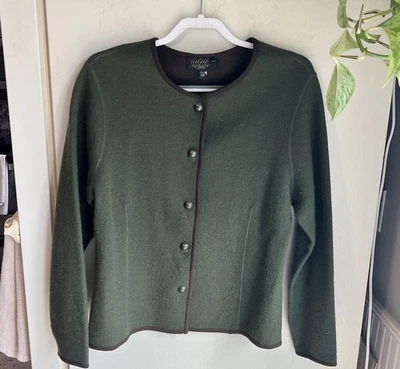 Vintage Icelandic Design Button Up Women Cardigan Sweater Wool Size L-Army Green - Image 1 of 4