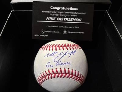 2025 Under Wraps Fanatics MLB Auto Signed Ball Inscribed Mike Yastrzemski Giants - Image 1 of 3