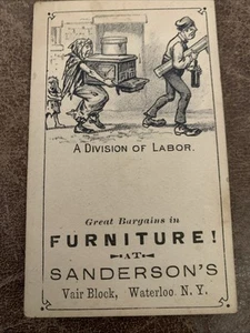 (A) A Division Of Labor Victorian Trade Card Sanderson’s Waterloo NY - Picture 1 of 2