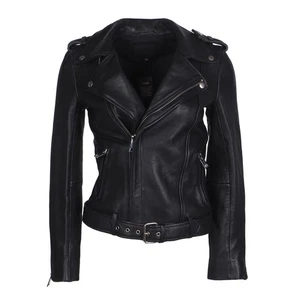Maje Women's Jacket Size 36 FR / S 100% Leather Biker Jacket H17BOCELIX - Picture 1 of 10