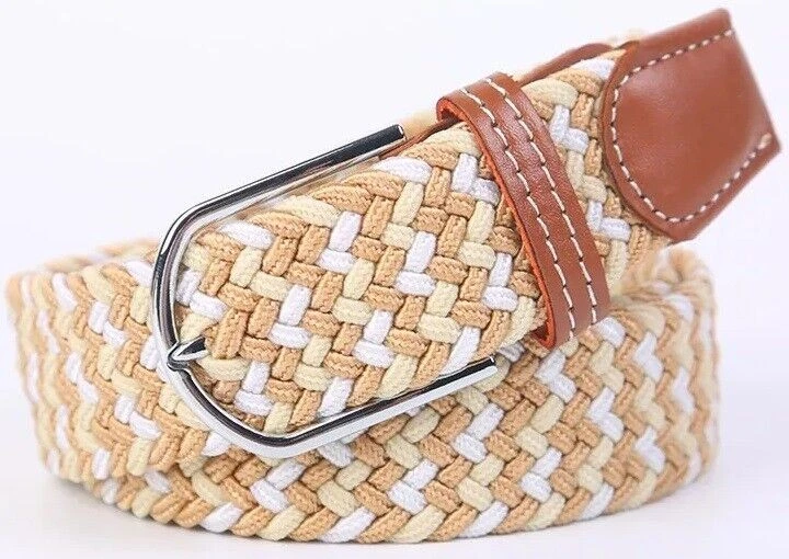 Mens Womens Belt Unisex Elastic Stretch Braided Fabric Enduring Woven Diff Sizes - Image 1 of 4