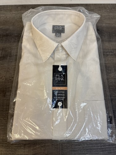 OFF WHITE NUOVO JOS A BANK Uomo VIAGGIATORE SLIM FIT ABITO CAMICIA 17 1 2 33 Off White Lt Tan