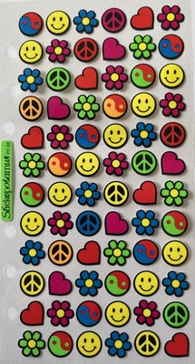 FUNKORAMA Binder Stickers (72pc)Sticko•Smiley Face•Peace Sign•Heart•Card making• - Image 1 of 4