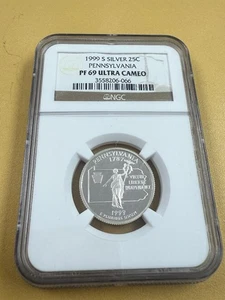 1999 s silver Pennsylvania statehood quarter NGC PF 69 Ultra Cameo - Picture 1 of 2