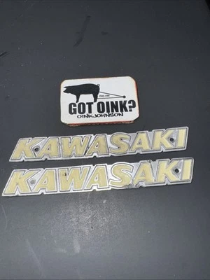 Kawasaki 1973 73 Z1 900 Z1900 OEM Early Short 122mm Tank Emblems 56014-039 / 045 - Image 1 of 4