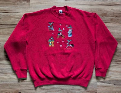 Vintage Christmas Sweatshirt Womens Size L Red Hallmark Cards Holiday Grannycore - Image 1 of 4