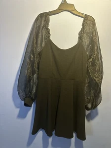 Crystal Doll Black Organza Sleeve Babydoll Dress Women’s Jrs Size Large L4 - Picture 1 of 6