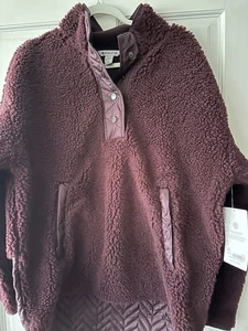 Athleta Cozy Sherpa Fleece Snap Spiced Cabernet Damengröße Large neu neu mit Etikett - Bild 1 von 9