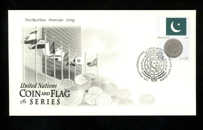 Postal History UN FDC Vienna #387b Artcraft Coin Flag Series Pakistan 2006 - Image 1 of 2