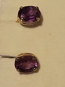 9ct Gold Earrings With Amethyst centre Stones - Picture 1 of 8