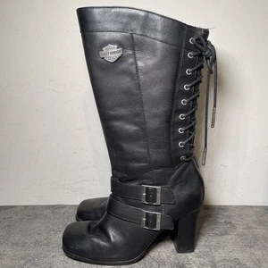 Harley Davidson Women’s Boots Bikers D83680, Size 7 1/2 Black - Picture 1 of 15
