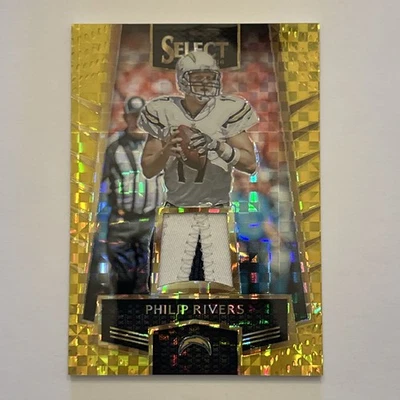 Philip Rivers, GOLD Prizm, S/N 07/10 PATCH Relic, 2016 Panini Select Football  - Image 1 of 3