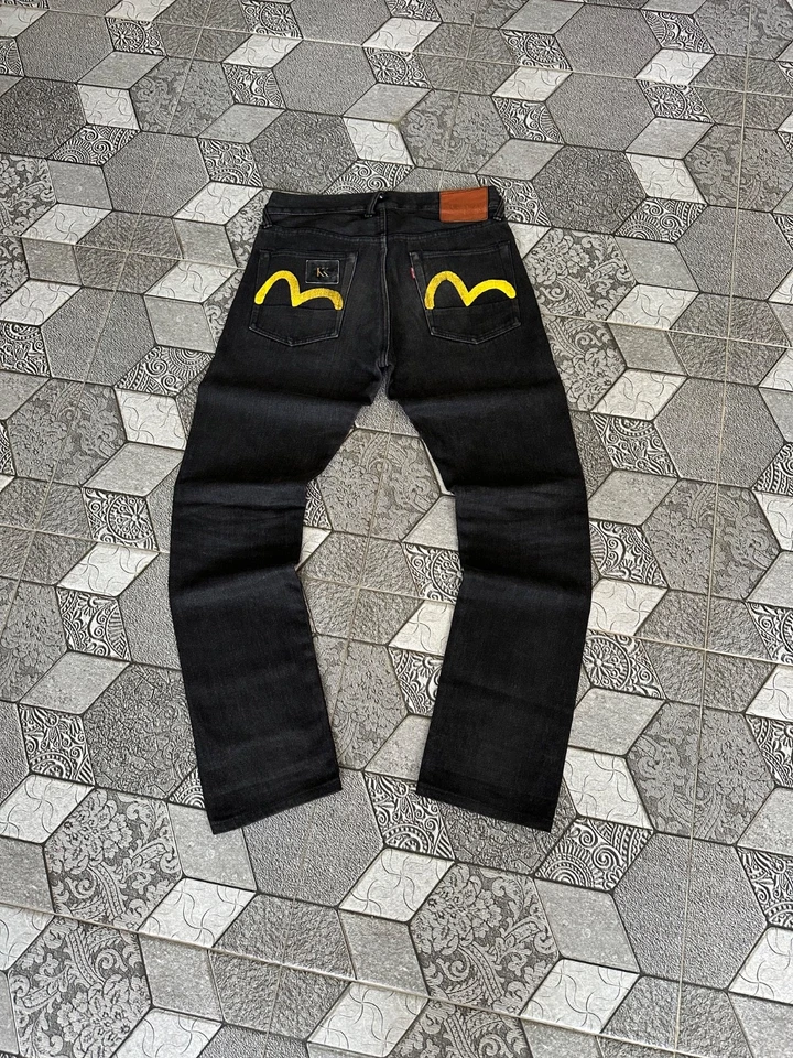 Evisu лот 2000 желтый чайка черный рок черный джинсовой ткани - Изображение 1 из 4