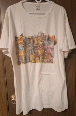 Camisón/encubrimiento vintage Alore 1 bolsillo OS hecho en EE. UU. vaquera de gran tamaño gatito Foto 1 de 4