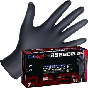 Guantes desechables de nitrilo sin polvo Raven Patriot | 7 mil - largo | negros, 10... - Imagen 1 de 8