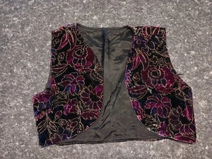 Chaleco Bolero Terciopelo Floral Hecho a Mano Talla M - Imagen 1 de 4