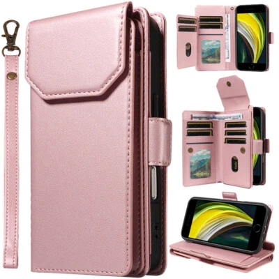 For iPhone 6 6S 7 8 Plus Case 11 Cards Slot Banknotes Wallet Protection Cover - Image 1 of 4