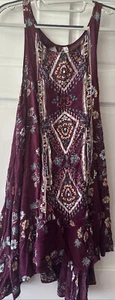 Free People Slip Dress Size Small S/P Aubergine Purple Combo Annka Boarder - Picture 1 of 6