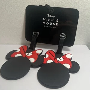 DISNEY Set of 2 Minnie Mouse Heads Soft Luggage Tags Approx. 4" New - Picture 1 of 6
