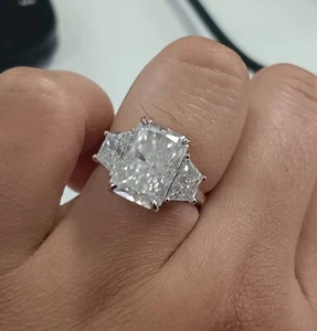 Moissanit 4 Karat 3 Steine Ring 14 Karat Weißgold Ringgröße 6 Sonderanfertigung selten - Bild 1 von 18