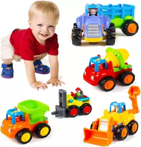 Push and Go Friction Powered Car Toys Set Tractor Bulldozer Mixer Truck and Dump - Picture 1 of 12