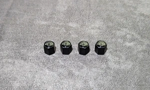 4pc Black Hex Chevy Emblem Car Wheels Metal Valve Stem Caps Cover - Picture 1 of 4