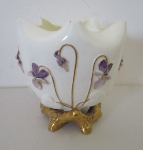Antique Moore Brothers Small Porcelain Vase c. 1880s Raised Voilet Motif