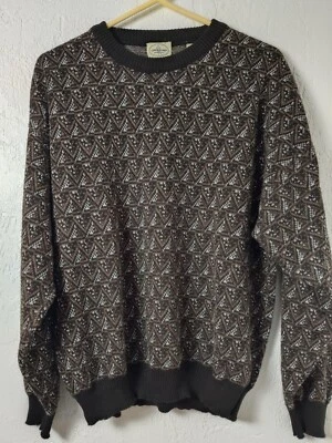 Vintage Linea Uomo Italy Men's Geometric Sweater Large 50" Acrylic Wool Blend - Image 1 of 4