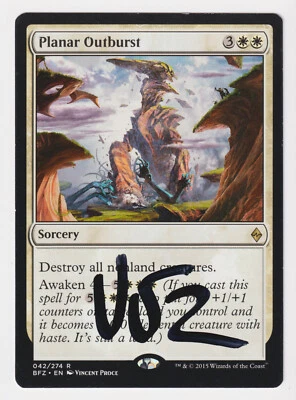 Signed Planar Outburst MP Battle for Zendikar Artist Vincent Proce 2015 MTG Rare - Image 1 of 2