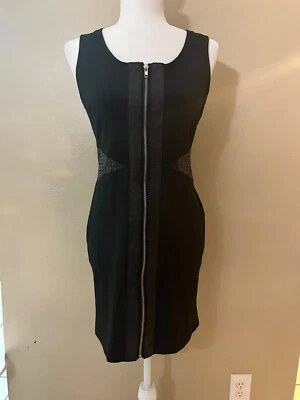 Vestido Romeo & Juliet Couture Negro Mini Cuero Sintético Recortado Cremallera Talla Pequeña Nuevo con Etiquetas Foto 1 de 4