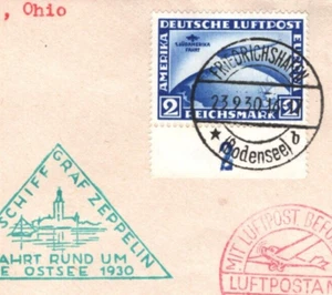GERMANY Cover ZEPPELIN 2m *SUDAMERIKAFAHRT* OVERPRINT 1930 Baltic Flight MA1865 - Picture 1 of 10