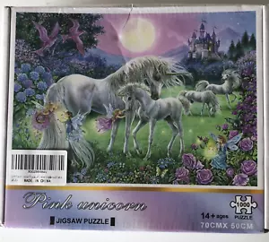 Pink Unicorn Playing in the Moonlight 1000 Piece Jigsaw Puzzle SEALED - Picture 1 of 3