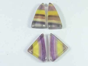 22-30MM Fluorite Matched Pair 2Pcs Mix Cabochon Crytsal for Earring Making G866 - Foto 1 di 9