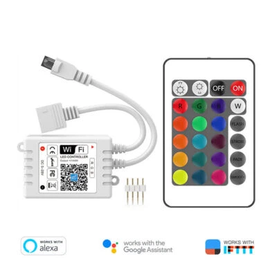 Smart WiFi RGB controller with 24key IR remote For 2835 5050 RGB LED strip - Image 1 of 4