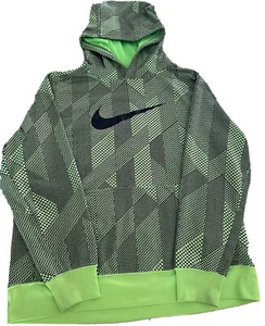 Nike Therma-Fit Youth XL (18-20) Unisex Hoodie Neon Green Geometric Pattern - Picture 1 of 11