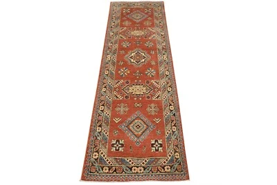 Tapete oriental tribal Kazak Runner 2’7” x 7’7” lã vermelha com nós à mão - Imagem 1 de 4