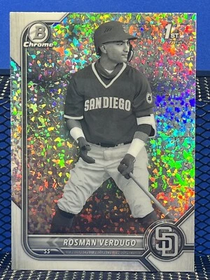 2022 Bowman Chrome ROSMAN VERDUGO Padres Black White Mini Diamonds 1st Bowman - Image 1 of 2