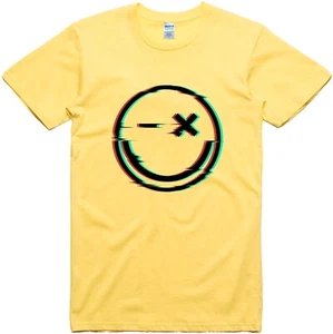 Mens T Shirt Emoji Computer Smile Glitch Print Regular Fit 100% Cotton Tee - Picture 1 of 1