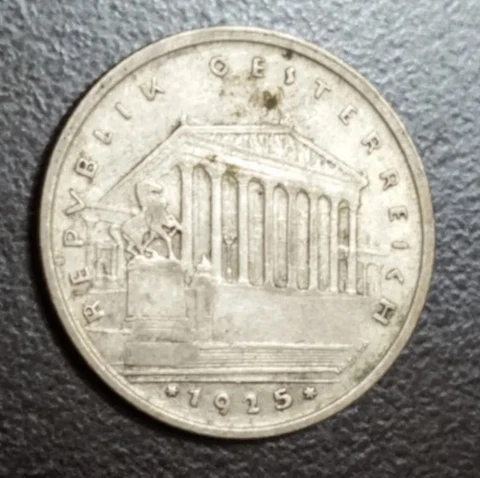 1925 Austria 1 Schilling Old Silver Coin KM 2840 Cover