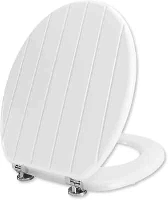 Angel Shield Antibacterial Wood Toilet Seat Adjustable - White Tongue Groove