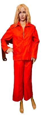 Blazer y pantalón vintage blanco ciervo rojo grandes costuras blancas años 70 pequeño Foto 1 de 4