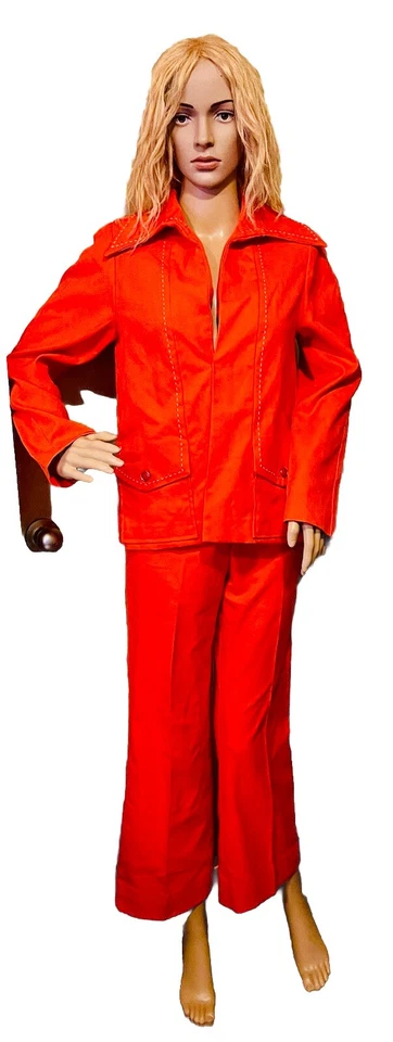 Vintage White Stag Red Blazer And Pants Big White Stitching 70’s Petite Small - Image 1 of 4